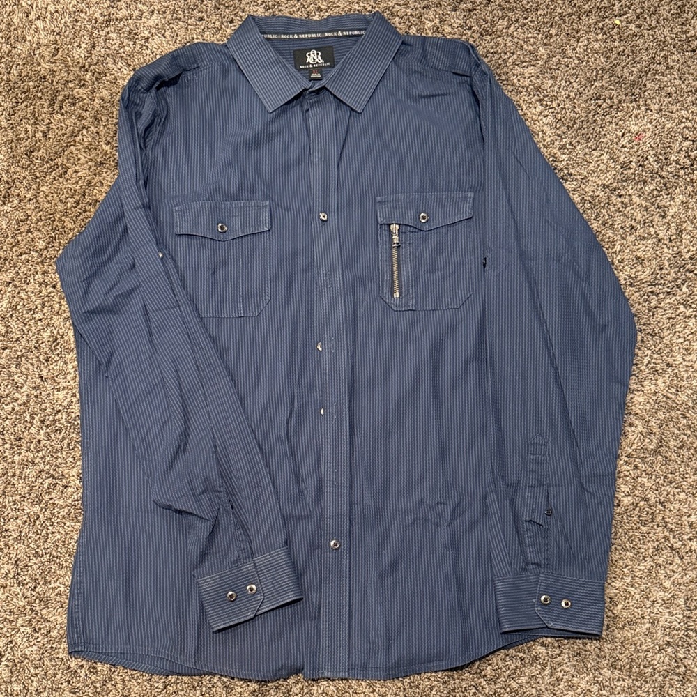 Men's Navy Button Down Shirt
